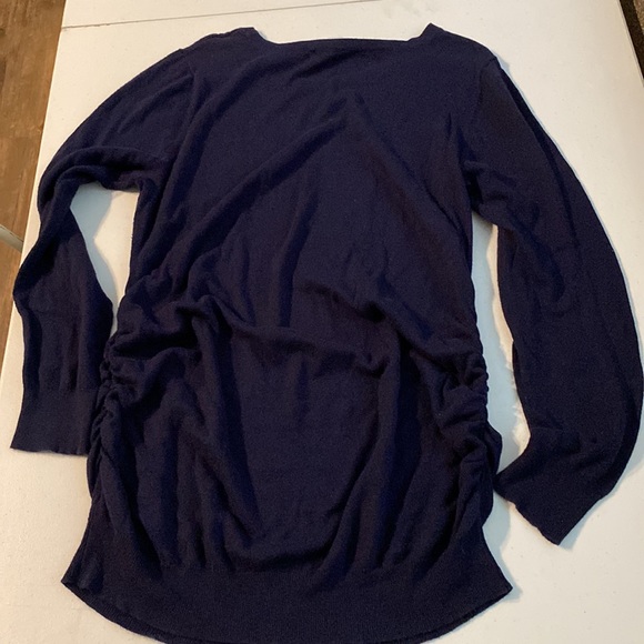 Motherhood maternity XL HERE COMES HAPPY navy blue sweater - Picture 3 of 5